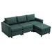 Davenport 86" Sectional Sofa with 1 Ottoman - Green Linen Fabric - Rubberwood Frame - CAB1555