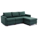 Davenport 86" Sectional Sofa with 1 Ottoman - Green Linen Fabric - Rubberwood Frame - CAB1555