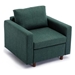 Davenport 86" Sectional Sofa with 1 Ottoman - Green Linen Fabric - Rubberwood Frame - CAB1555