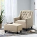 Luminous Upholstered Armchair with Ottoman - Beige Fabric - CAB1556