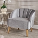 Kalimos Club Chair with Rubberwood Legs - Pewter Velvet - CAB1569