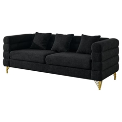 Ixalan 81" Sectional Sofa - 3 Seater Reversible - Black Teddy Fabric 