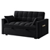 Nouveauxr 53" Loveseat Sofa Bed with Armrests and Storage Pockets - Black Velvet Fabric