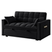 Nouveauxr 53" Loveseat Sofa Bed with Armrests and Storage Pockets - Black Velvet Fabric - CAB1600