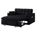 Nouveauxr 53" Loveseat Sofa Bed with Armrests and Storage Pockets - Black Velvet Fabric - CAB1600