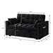 Nouveauxr 53" Loveseat Sofa Bed with Armrests and Storage Pockets - Black Velvet Fabric - CAB1600