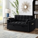 Nouveauxr 53" Loveseat Sofa Bed with Armrests and Storage Pockets - Black Velvet Fabric - CAB1600