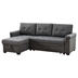 Flynnley 84" Reversible Sleeper Sectional Sofa with Storage Chaise - Dark Gray Linen