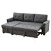 Flynnley 84" Reversible Sleeper Sectional Sofa with Storage Chaise - Dark Gray Linen - CAB1625