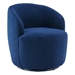 Kalima Swivel Accent Armchair Barrel Chair - Dark Blue Teddy Fabric - Black Metal Ring - CAB1626