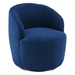 Kalima Swivel Accent Armchair Barrel Chair - Dark Blue Teddy Fabric - Black Metal Ring - CAB1626