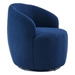 Kalima Swivel Accent Armchair Barrel Chair - Dark Blue Teddy Fabric - Black Metal Ring - CAB1626