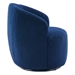 Kalima Swivel Accent Armchair Barrel Chair - Dark Blue Teddy Fabric - Black Metal Ring - CAB1626