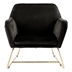 Aerthys Black Velvet Accent Chair with Metal Base - Modern Gold Finish Legs