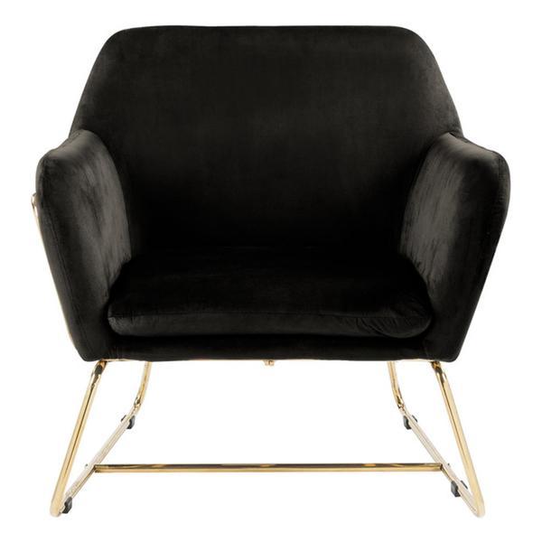 Aerthys Black Velvet Accent Chair with Metal Base - Modern Gold Finish Legs 