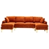 Kingsburg 114" Accent Sofa - Orange Polyester Fabric - Solid Wood Frame