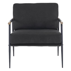 Eclipsio Leisure Lounge Arm Chair with Metal Frame - Black Chenille Fabric 