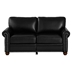 Morton 59" Loveseat - Black Faux Leather - Brown Finish Legs