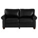 Morton 59" Loveseat - Black Faux Leather - Brown Finish Legs - CAB1656