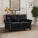 Morton 59" Loveseat - Black Faux Leather - Brown Finish Legs - CAB1656