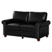 Morton 59" Loveseat - Black Faux Leather - Brown Finish Legs - CAB1656