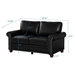 Morton 59" Loveseat - Black Faux Leather - Brown Finish Legs - CAB1656