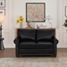 Morton 59" Loveseat - Black Faux Leather - Brown Finish Legs - CAB1656