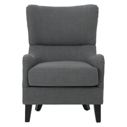 Vynah Modern Upholstered Armchair with Solid Leg - Charcoal Fabric - Birch Wood Legs 