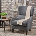 Vynah Modern Upholstered Armchair with Solid Leg - Charcoal Fabric - Birch Wood Legs - CAB1664