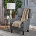 Vynah Modern Upholstered Armchair with Solid Leg - Charcoal Fabric - Birch Wood Legs - CAB1664