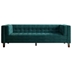 Nelson 3 Seater Sofa - Frosty Green Velvet Fabric - Solid Eucalyptus Wood Frame and Legs