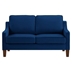 Willowbrook Modern Loveseat Sofa - Navy Velvet Fabric - Espresso Finish Wooden Legs