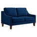 Willowbrook Modern Loveseat Sofa - Navy Velvet Fabric - Espresso Finish Wooden Legs - CAB1680