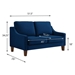 Willowbrook Modern Loveseat Sofa - Navy Velvet Fabric - Espresso Finish Wooden Legs - CAB1680