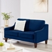 Willowbrook Modern Loveseat Sofa - Navy Velvet Fabric - Espresso Finish Wooden Legs - CAB1680