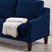 Willowbrook Modern Loveseat Sofa - Navy Velvet Fabric - Espresso Finish Wooden Legs - CAB1680