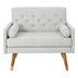 Nebula Club Chair - Light Grey Fabric - Rubberwood Legs with Gold Tips