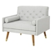 Nebula Club Chair - Light Grey Fabric - Rubberwood Legs with Gold Tips - CAB1681