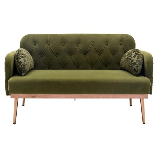 Veltara Loveseat - Green Velvet - Metal Feet 