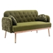 Veltara Loveseat - Green Velvet - Metal Feet - CAB1687