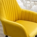 Ovation Accent Chair - Yellow Velvet Upholstery - Black Beech Wood Legs with Gold Accents - CAB1693