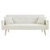 Fableton 73" Convertible Folding Futon Sofa Bed - Cream White Velvet - Gold Metal Legs