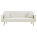 Fableton 73" Convertible Folding Futon Sofa Bed - Cream White Velvet - Gold Metal Legs - CAB1695