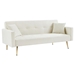 Fableton 73" Convertible Folding Futon Sofa Bed - Cream White Velvet - Gold Metal Legs - CAB1695