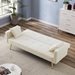 Fableton 73" Convertible Folding Futon Sofa Bed - Cream White Velvet - Gold Metal Legs - CAB1695