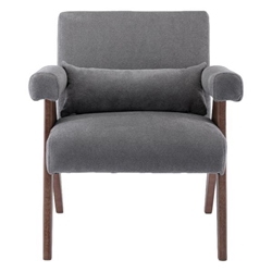 Petaline Accent Chair - Gray Fabric - Walnut Finish Legs 