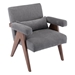 Petaline Accent Chair - Gray Fabric - Walnut Finish Legs - CAB1701