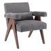 Petaline Accent Chair - Gray Fabric - Walnut Finish Legs - CAB1701