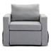 Davenport 34" Single Seat Module - Light Grey Linen - Rubberwood Frame