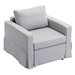 Davenport 34" Single Seat Module - Light Grey Linen - Rubberwood Frame - CAB1706